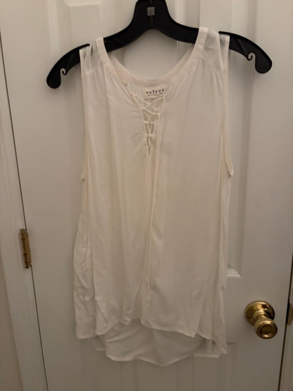 Velvet Cream Lace-Up Sleeveless Camisole